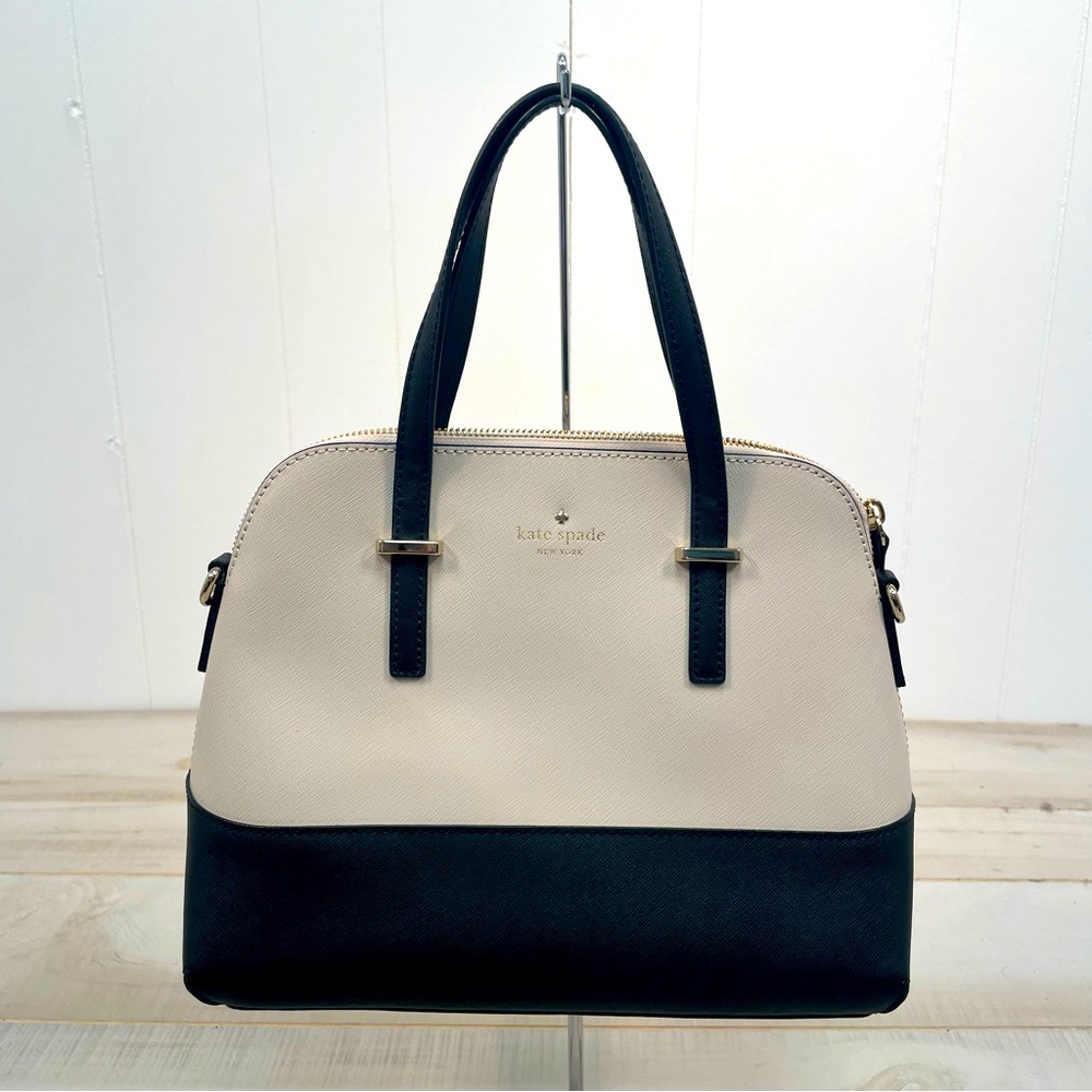 NWT Kate Spade Cedar Street Maise Black Cream Satchel Leather Bag - Picture 3 of 9